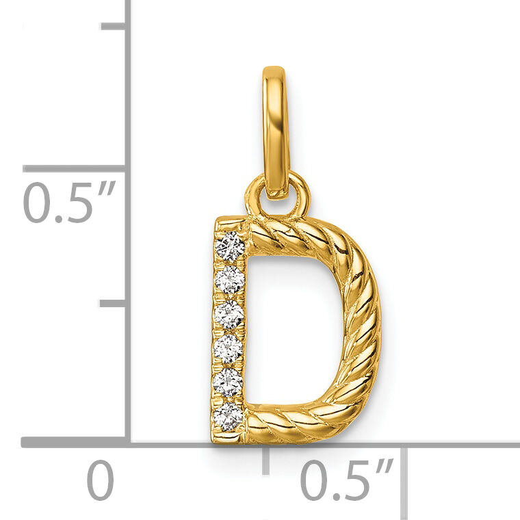 14k Twisted with .05 ct. Diamond Initial D Charm-PM10732D-YA