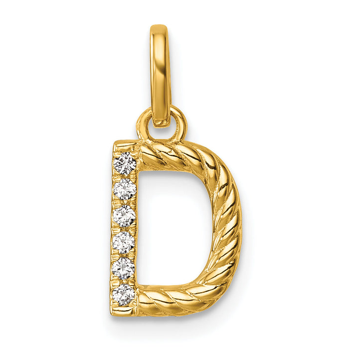 14k Twisted with .05 ct. Diamond Initial D Charm-PM10732D-YA