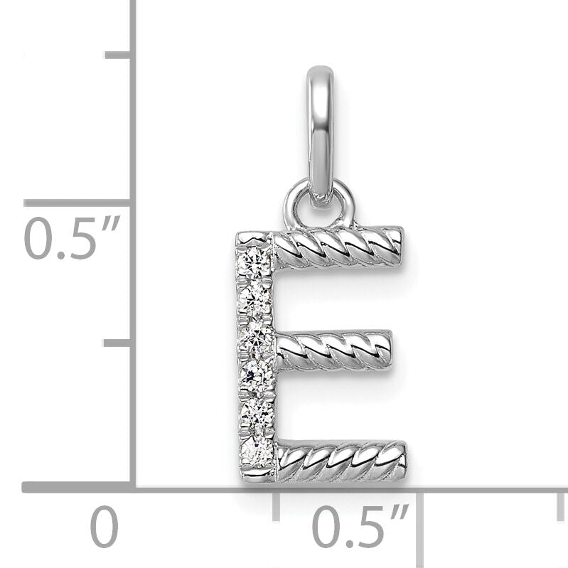 14k White Gold Twisted .05 ct. Diamond Initial E Charm-PM10732E-WA