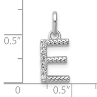 14k White Gold Twisted .05 ct. Diamond Initial E Charm-PM10732E-WA