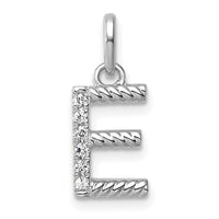 14k White Gold Twisted .05 ct. Diamond Initial E Charm-PM10732E-WA