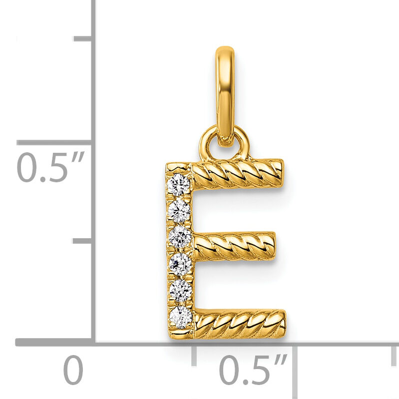 14k Twisted with .05 ct. Diamond Initial E Charm-PM10732E-YA