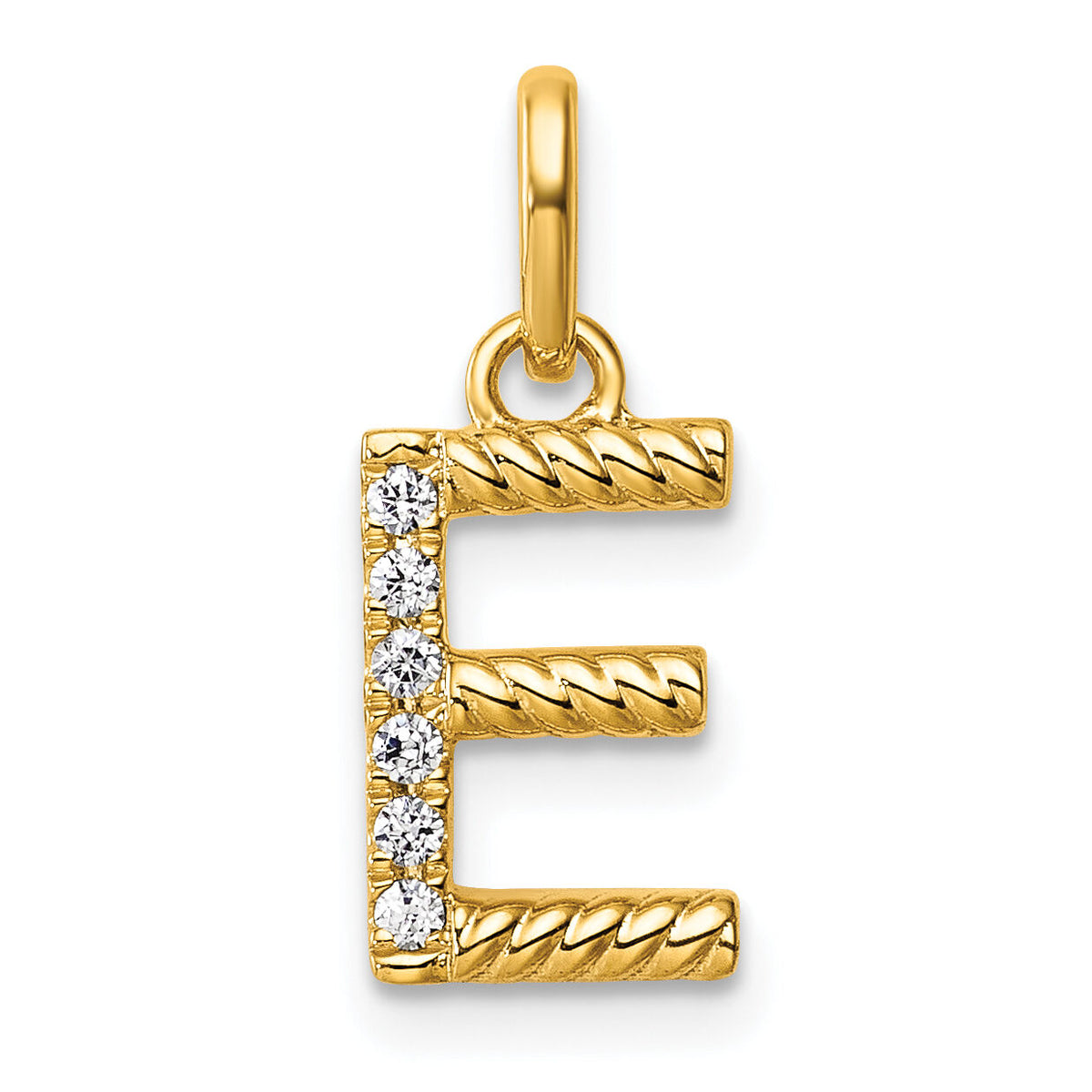 14k Twisted with .05 ct. Diamond Initial E Charm-PM10732E-YA