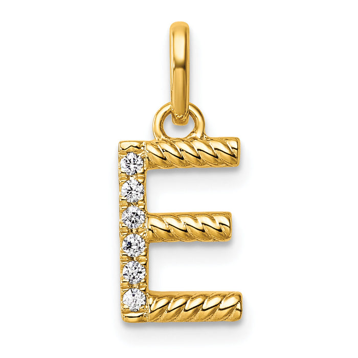 14k Twisted with .05 ct. Diamond Initial E Charm-PM10732E-YA