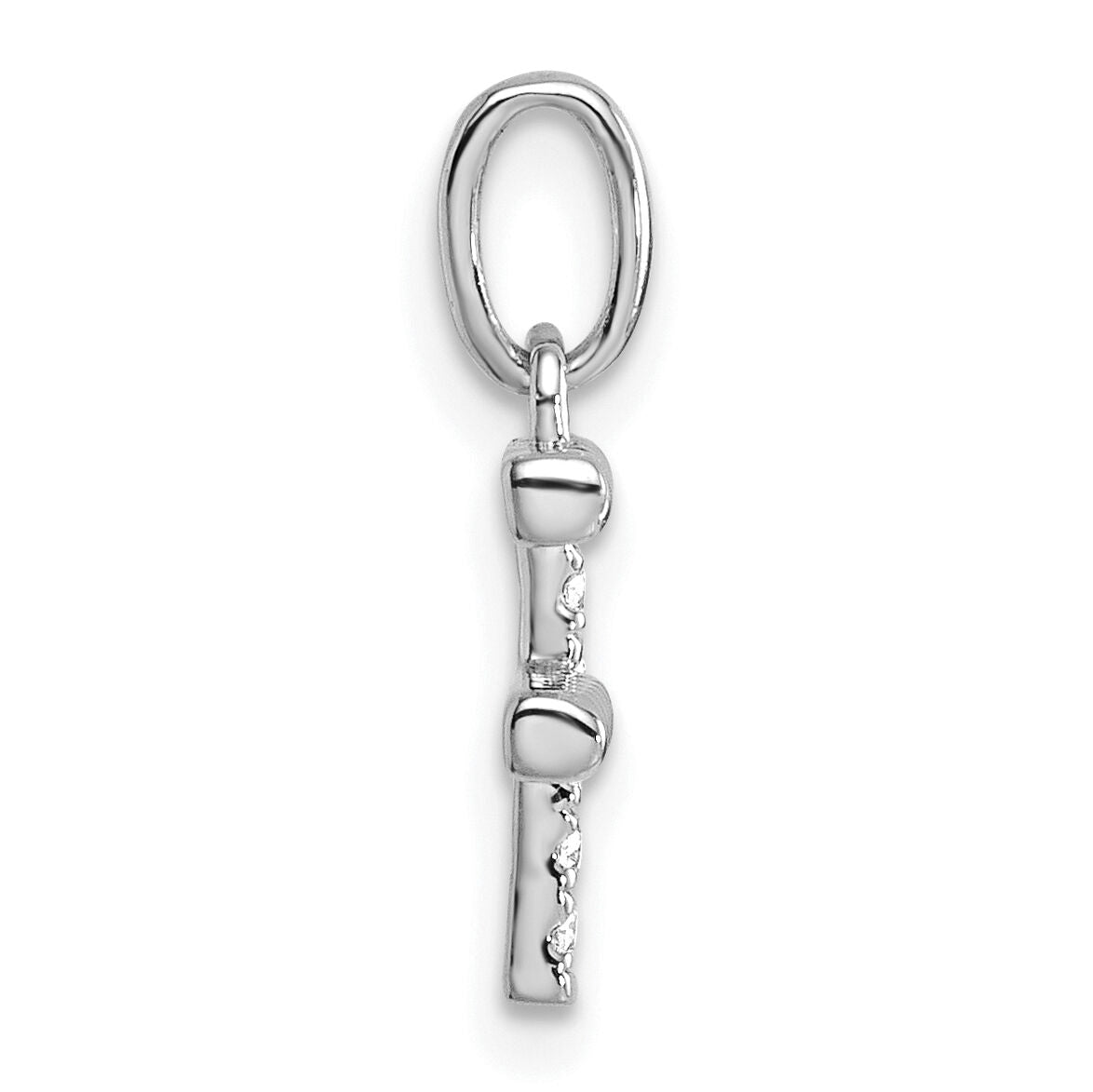14k White Gold Twisted .05 ct. Diamond Initial F Charm-PM10732F-WA