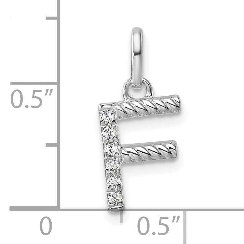 14k White Gold Twisted .05 ct. Diamond Initial F Charm-PM10732F-WA