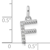 14k White Gold Twisted .05 ct. Diamond Initial F Charm-PM10732F-WA