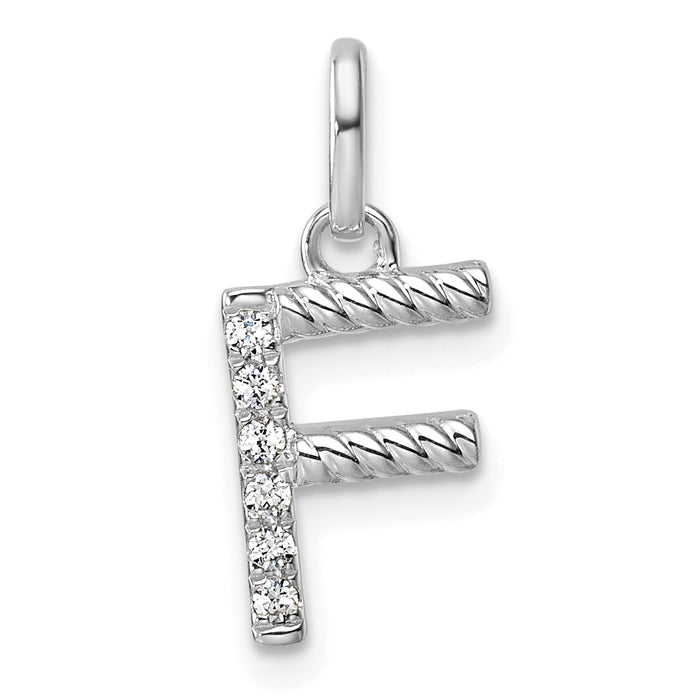 14k White Gold Twisted .05 ct. Diamond Initial F Charm-PM10732F-WA
