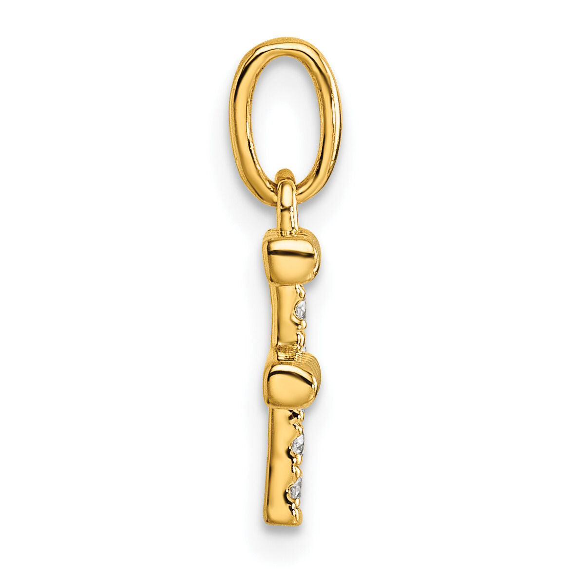 14k Twisted .05 ct. Diamond Initial F Charm-PM10732F-YA