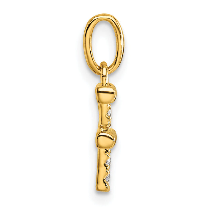 14k Twisted .05 ct. Diamond Initial F Charm-PM10732F-YA