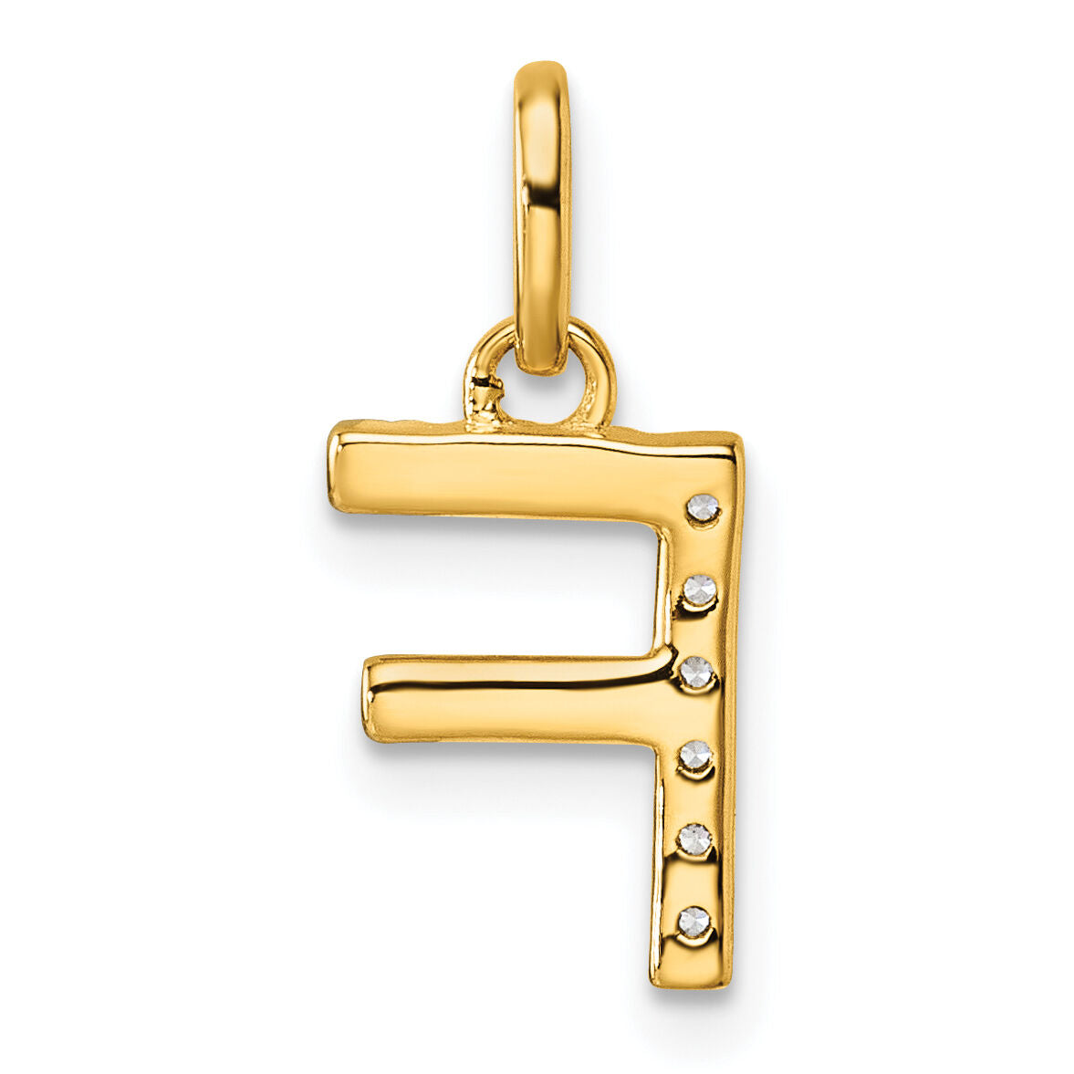 14k Twisted .05 ct. Diamond Initial F Charm-PM10732F-YA