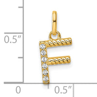14k Twisted .05 ct. Diamond Initial F Charm-PM10732F-YA