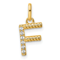14k Twisted .05 ct. Diamond Initial F Charm-PM10732F-YA