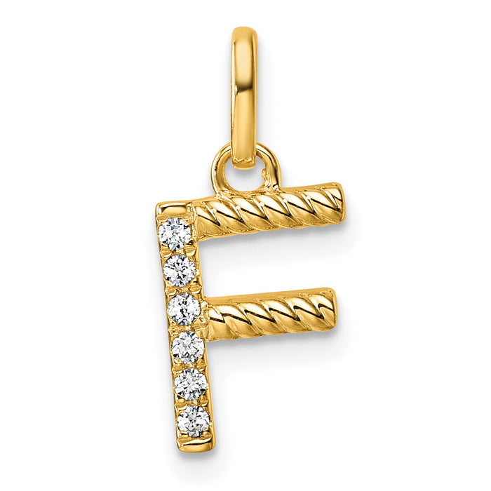 14k Twisted .05 ct. Diamond Initial F Charm-PM10732F-YA