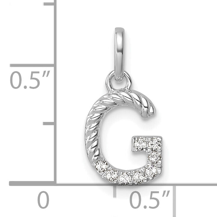 14k White Gold Twisted .07 ct. Diamond Initial G Charm-PM10732G-WA