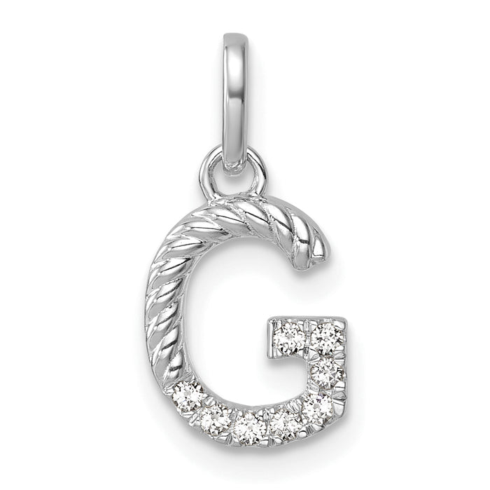 14k White Gold Twisted .07 ct. Diamond Initial G Charm-PM10732G-WA