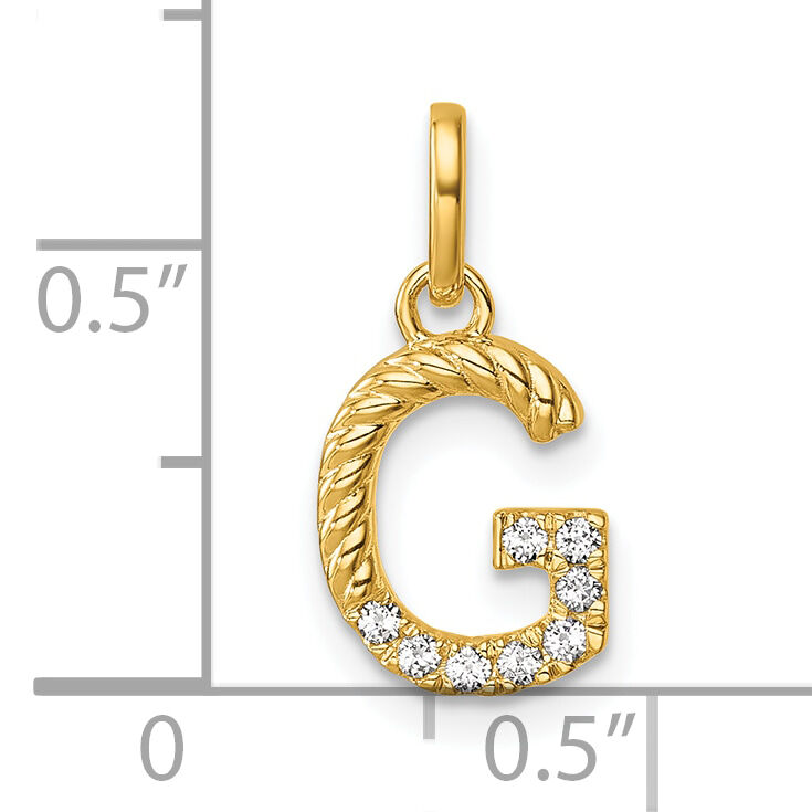 14k Twisted .07 ct. Diamond Initial G Charm-PM10732G-YA