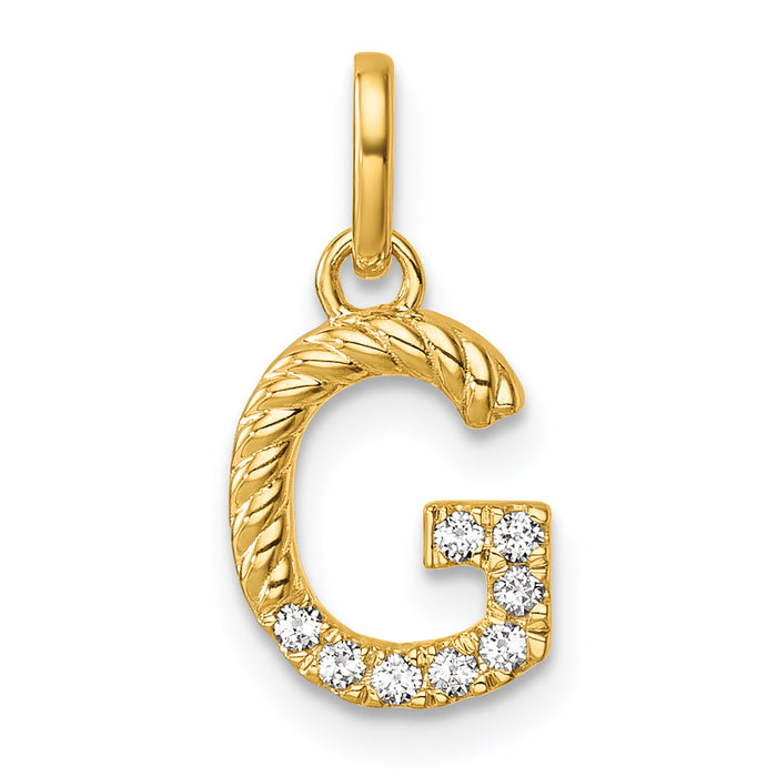 14k Twisted .07 ct. Diamond Initial G Charm-PM10732G-YA
