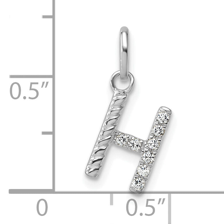 14k White Gold Twisted .07 ct. Diamond Initial H Charm-PM10732H-WA