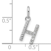 14k White Gold Twisted .07 ct. Diamond Initial H Charm-PM10732H-WA