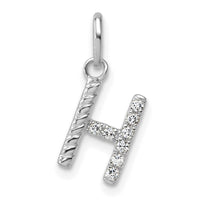 14k White Gold Twisted .07 ct. Diamond Initial H Charm-PM10732H-WA