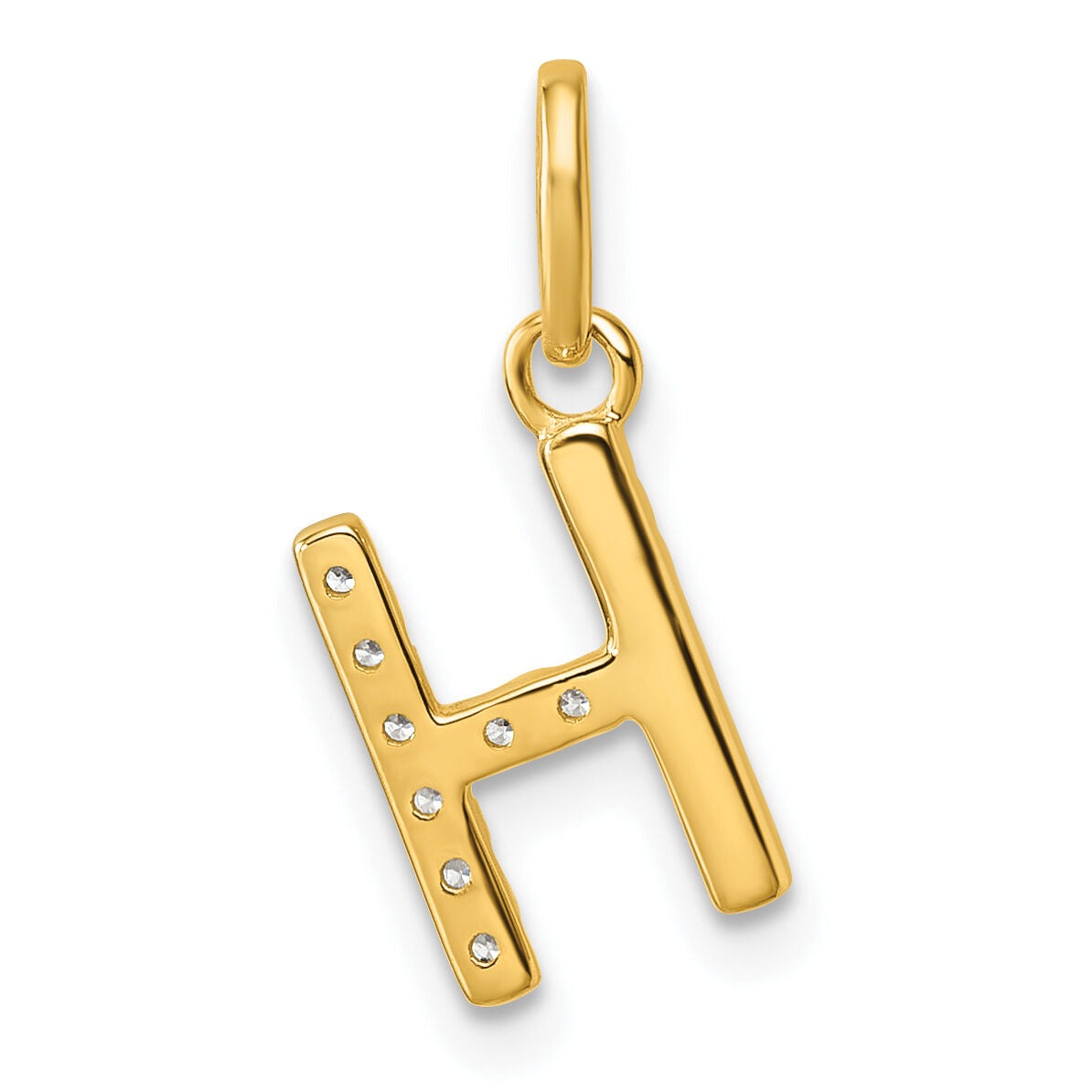 14k Twisted .07 ct. Diamond Initial H Charm-PM10732H-YA