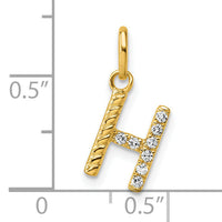 14k Twisted .07 ct. Diamond Initial H Charm-PM10732H-YA