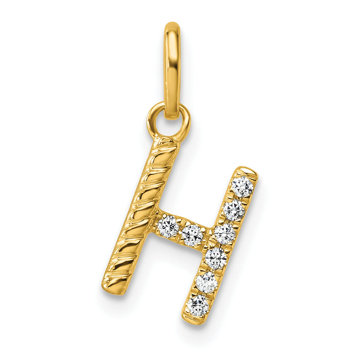 14k Twisted .07 ct. Diamond Initial H Charm-PM10732H-YA