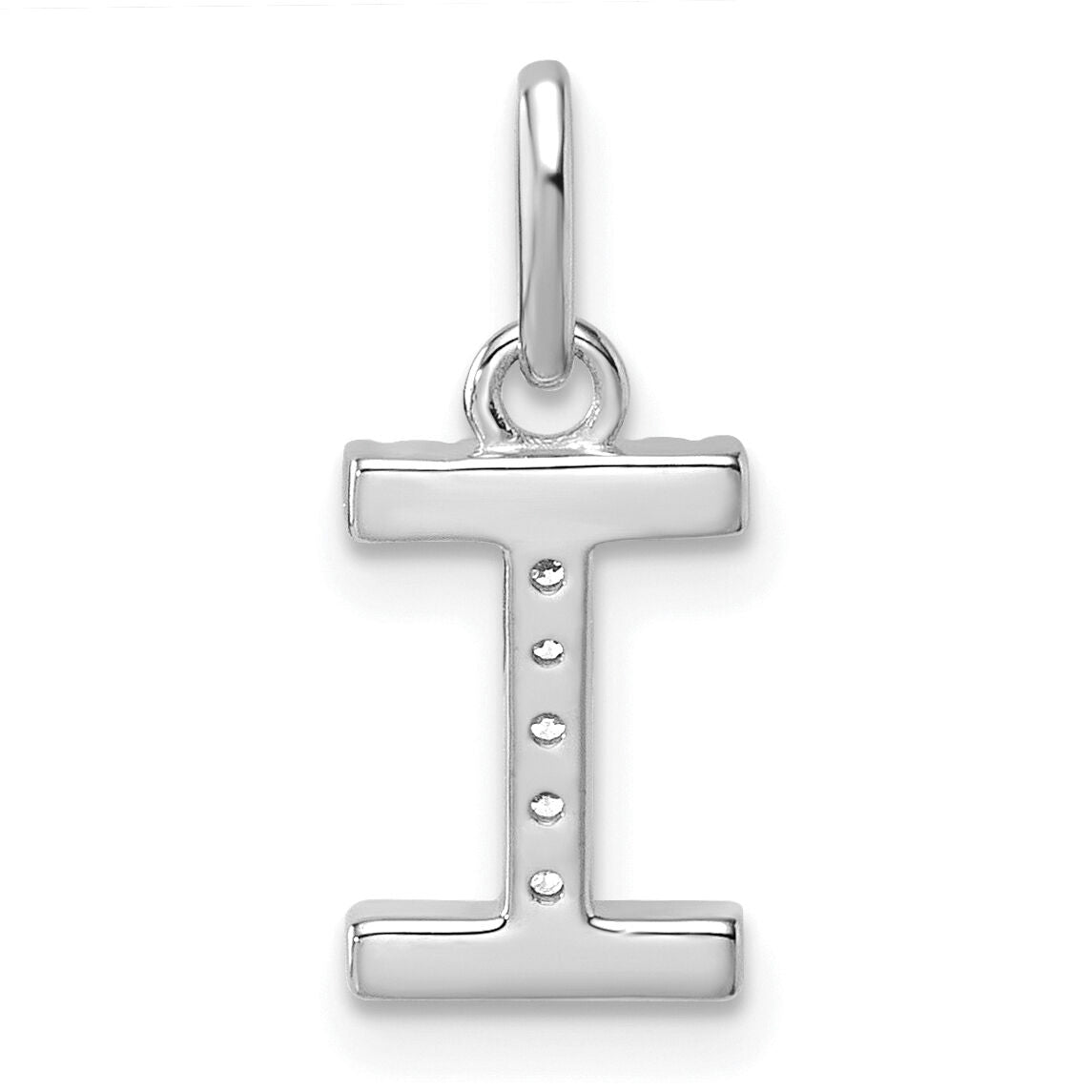 14k White Gold Twisted .05 ct. Diamond Initial I Charm-PM10732I-WA