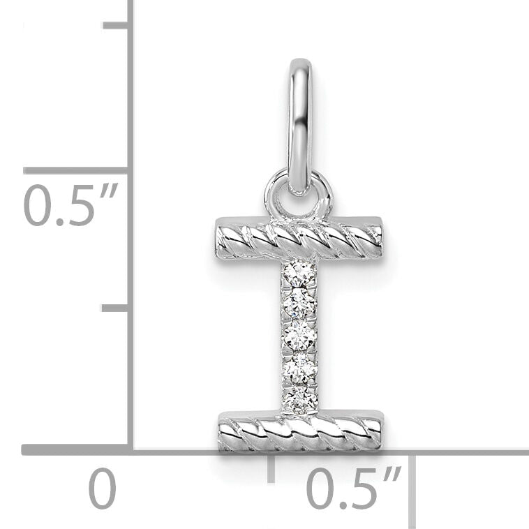 14k White Gold Twisted .05 ct. Diamond Initial I Charm-PM10732I-WA