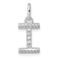 14k White Gold Twisted .05 ct. Diamond Initial I Charm-PM10732I-WA