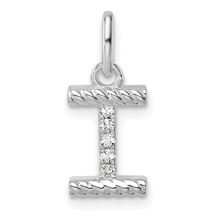 14k White Gold Twisted .05 ct. Diamond Initial I Charm-PM10732I-WA