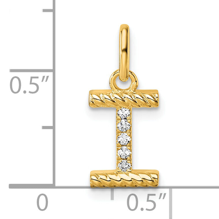 14k Twisted .05 ct. Diamond Initial I Charm-PM10732I-YA