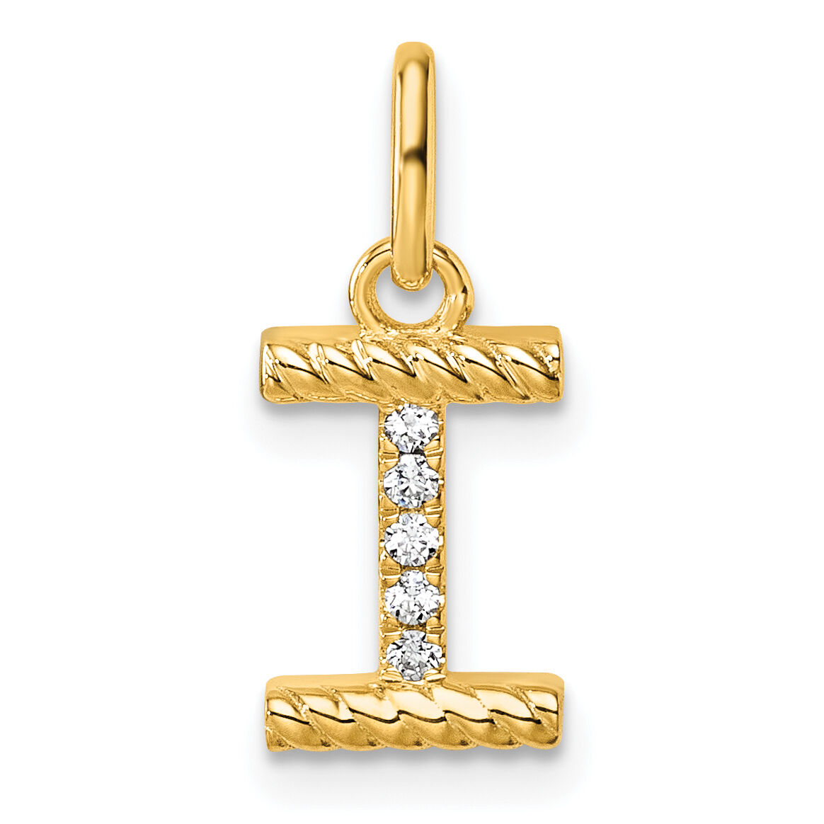 14k Twisted .05 ct. Diamond Initial I Charm-PM10732I-YA