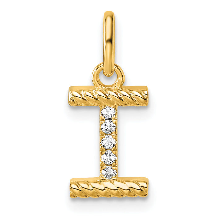 14k Twisted .05 ct. Diamond Initial I Charm-PM10732I-YA