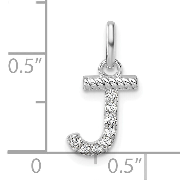 14k White Gold Twisted .07 ct. Diamond Initial J Charm-PM10732J-WA