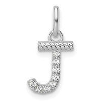14k White Gold Twisted .07 ct. Diamond Initial J Charm-PM10732J-WA