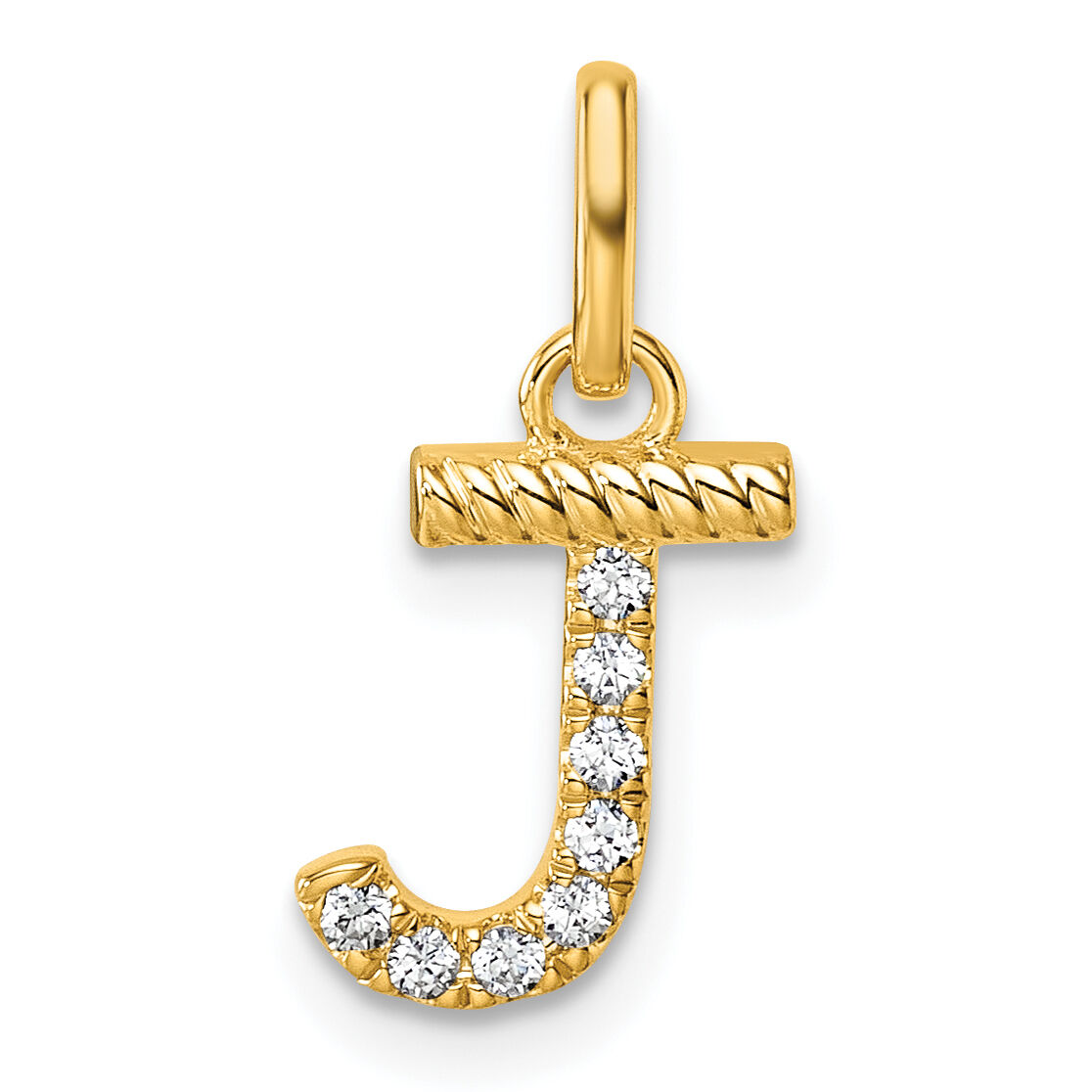 14k Twisted .07 ct. Diamond Initial J Charm-PM10732J-YA