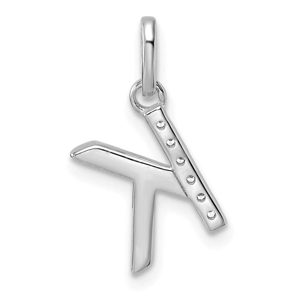 14k White Gold Twisted .05 Ct. Diamond Initial K Charm-PM10732K-WA