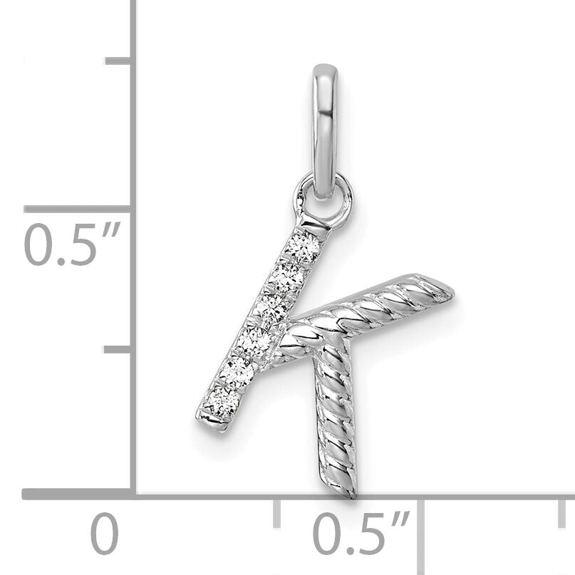 14k White Gold Twisted .05 Ct. Diamond Initial K Charm-PM10732K-WA
