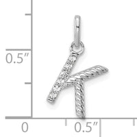 14k White Gold Twisted .05 Ct. Diamond Initial K Charm-PM10732K-WA