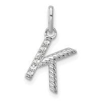 14k White Gold Twisted .05 Ct. Diamond Initial K Charm-PM10732K-WA