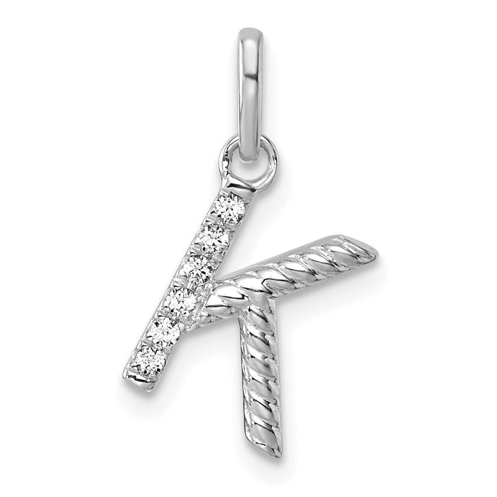 14k White Gold Twisted .05 Ct. Diamond Initial K Charm-PM10732K-WA
