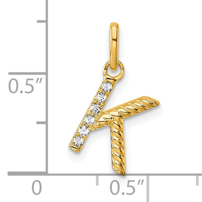 14k Twisted .05 ct. Diamond Initial K Charm-PM10732K-YA