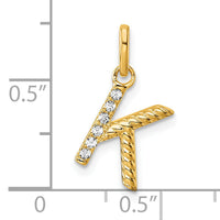 14k Twisted .05 ct. Diamond Initial K Charm-PM10732K-YA