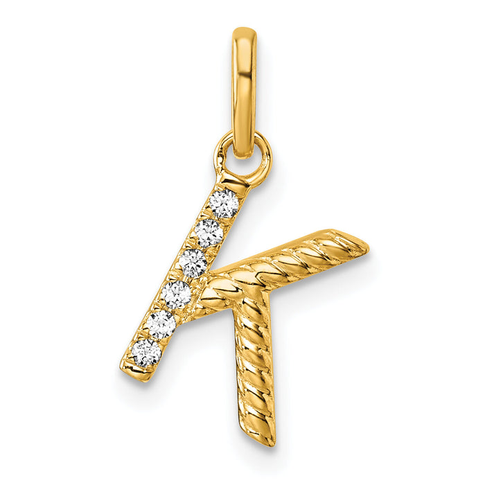 14k Twisted .05 ct. Diamond Initial K Charm-PM10732K-YA