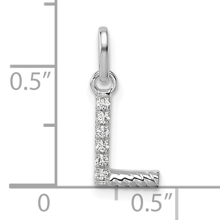 14k White Gold Twisted .05 ct. Diamond Initial L Charm-PM10732L-WA