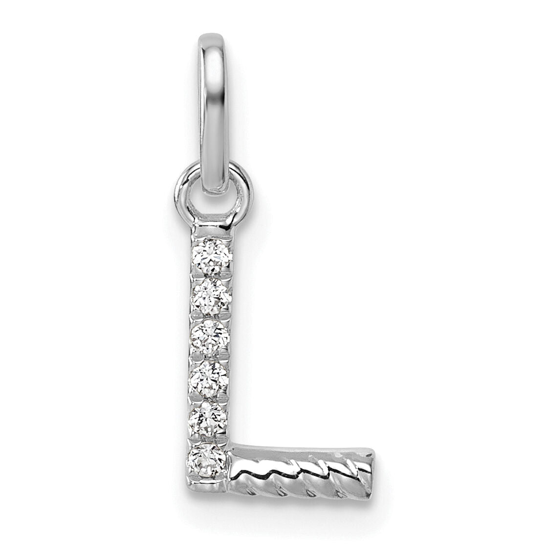 14k White Gold Twisted .05 ct. Diamond Initial L Charm-PM10732L-WA