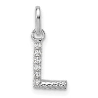 14k White Gold Twisted .05 ct. Diamond Initial L Charm-PM10732L-WA