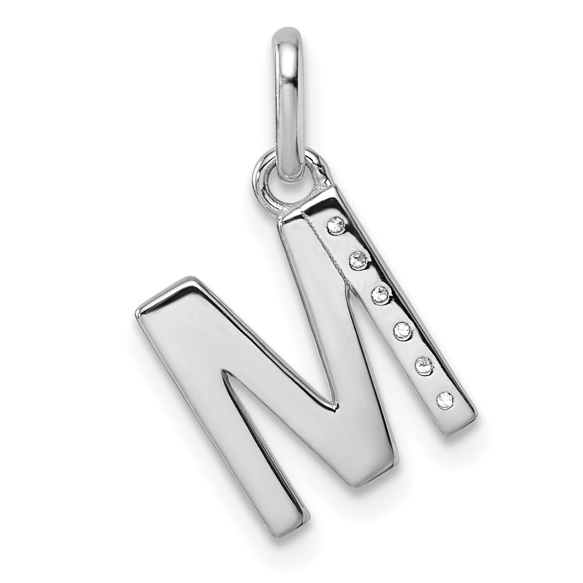 14k White Gold Twisted .05 ct. Diamond Initial M Charm-PM10732M-WA